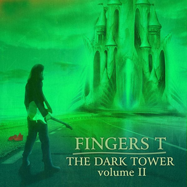 album cover art of guitarist at the entrance of the tower